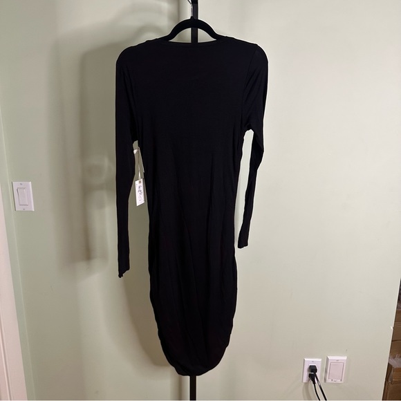 Good American Ruched Midi Dress in Black Size 1 NEW - Picture 9 of 15
